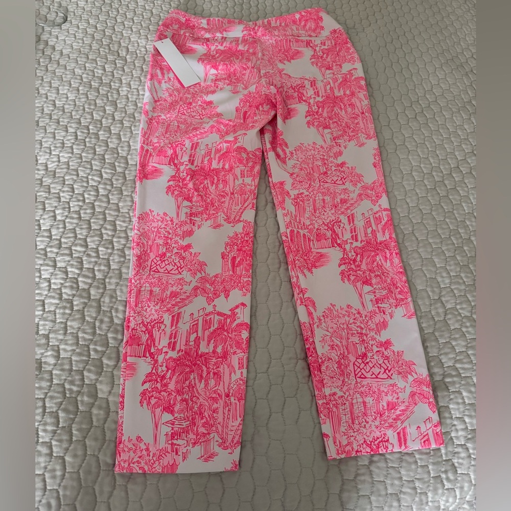 NWT Lilly Pulitzer CORSO CROP PANT UPF 50+ RESORT WHITE PB ANNIVERSARY TOILE 4 - Picture 3 of 10